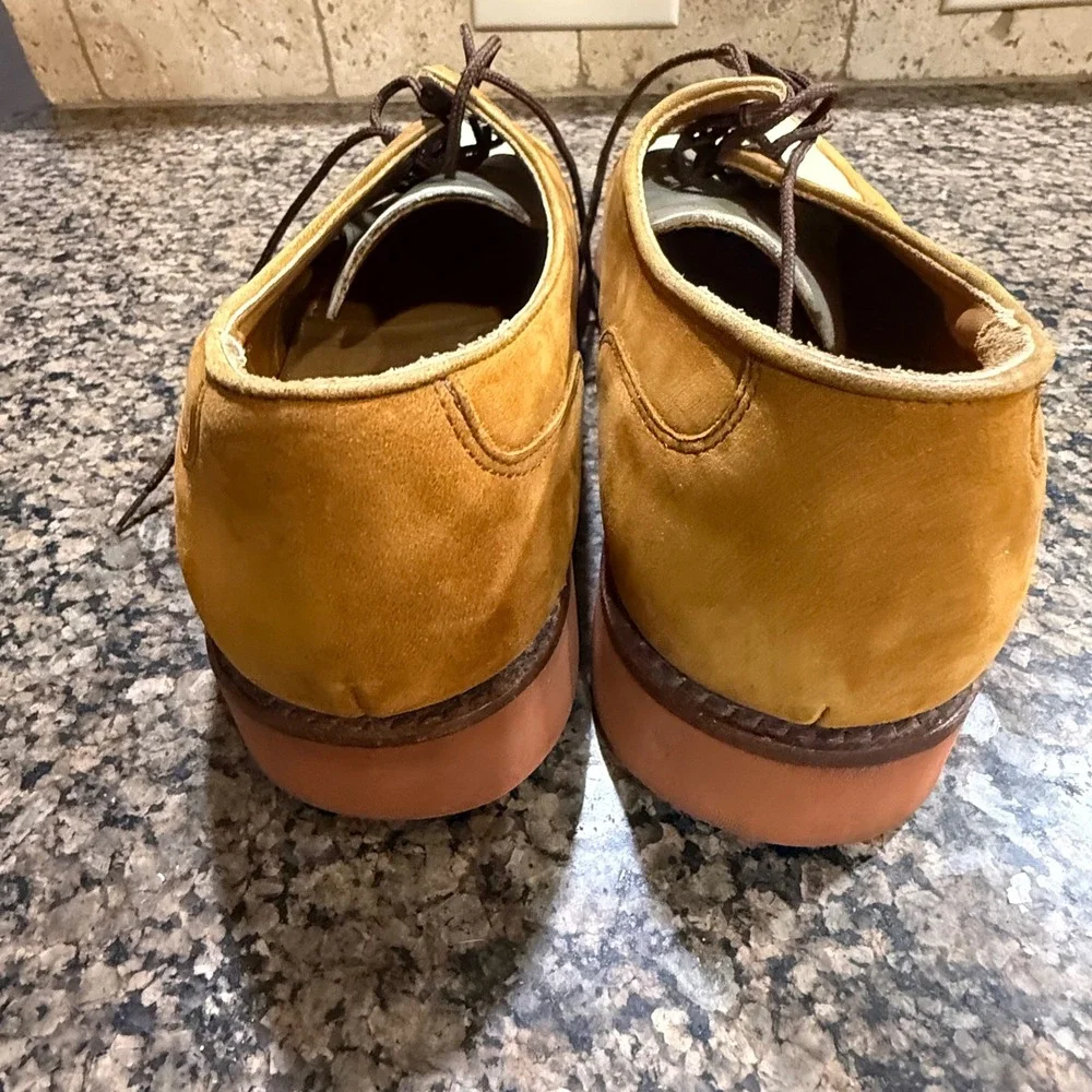Cole Haan Mens 8.5 Two Tone Suede Leather Buck Oxfords Tan‎ Cream Made in USA